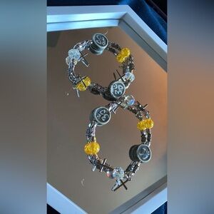 Chic Silver and Yellow Beaded Bracelet